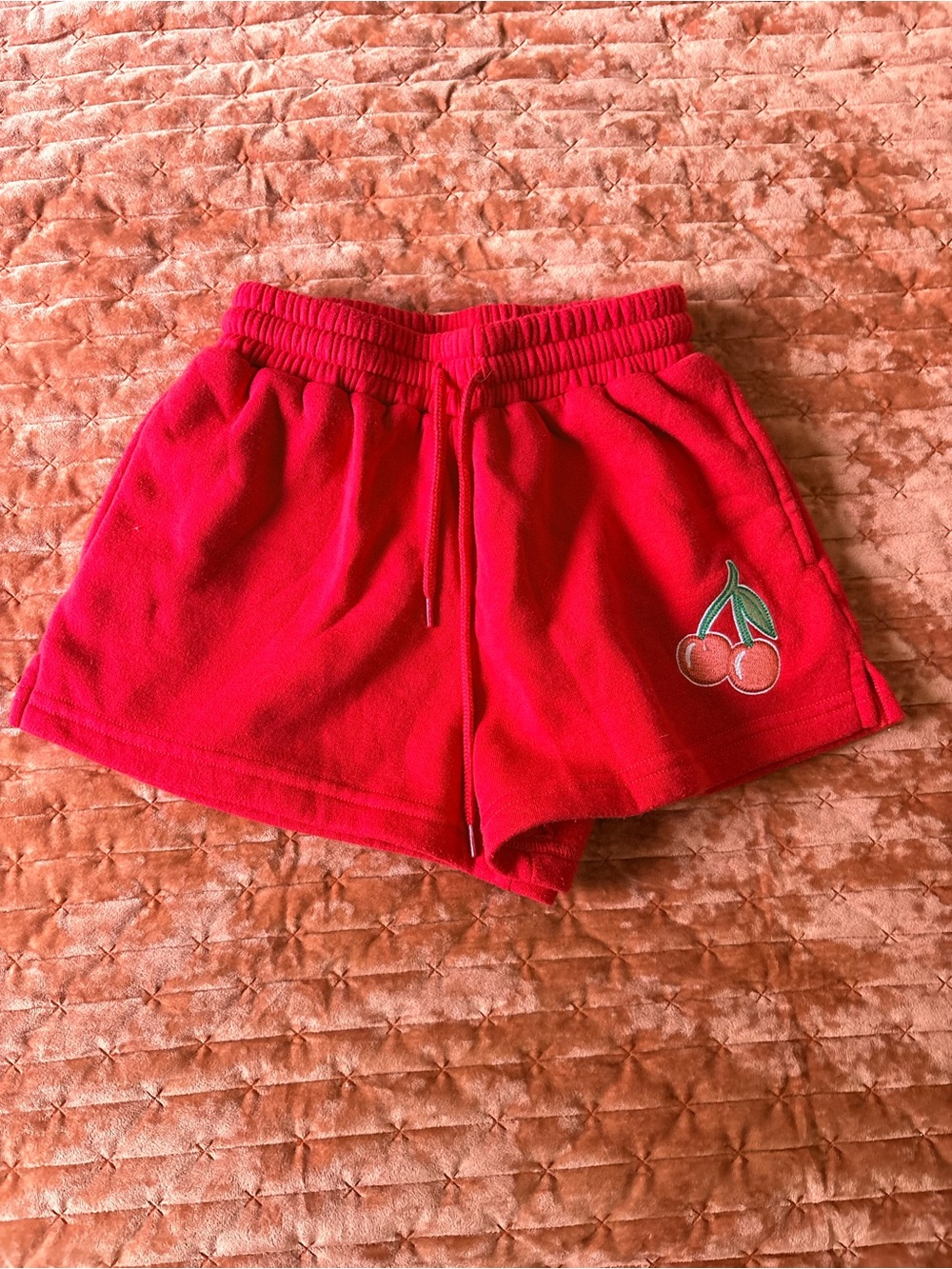 Mighty Fine Red Fleece Cherry Patch Athletic Shorts
